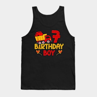 7Th Birthday Boy 7 Truck Dump Construction Birthday Boys Tank Top